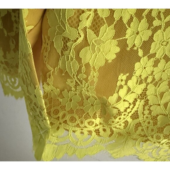 JCrew Chantilly Lace Pencil Skirt Women Size 6  Kiwi Yellow New - Imperfection - Picture 11 of 11